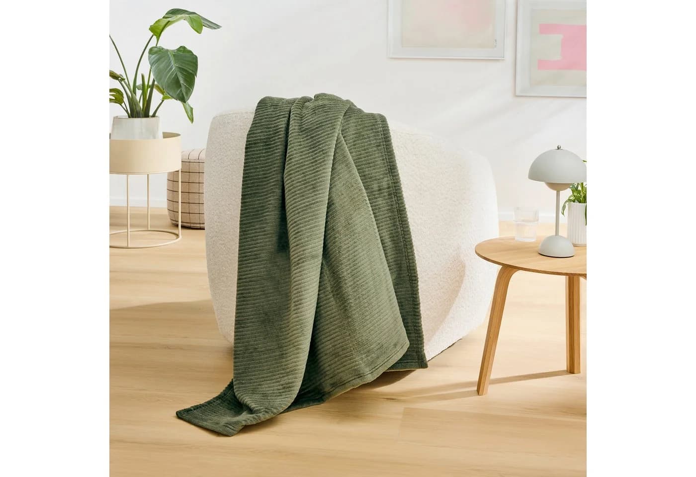IBENA Wohndecke Cordoba Grün Cord-Struktur Baumwolle Polyacryl Polyester - Bild 5