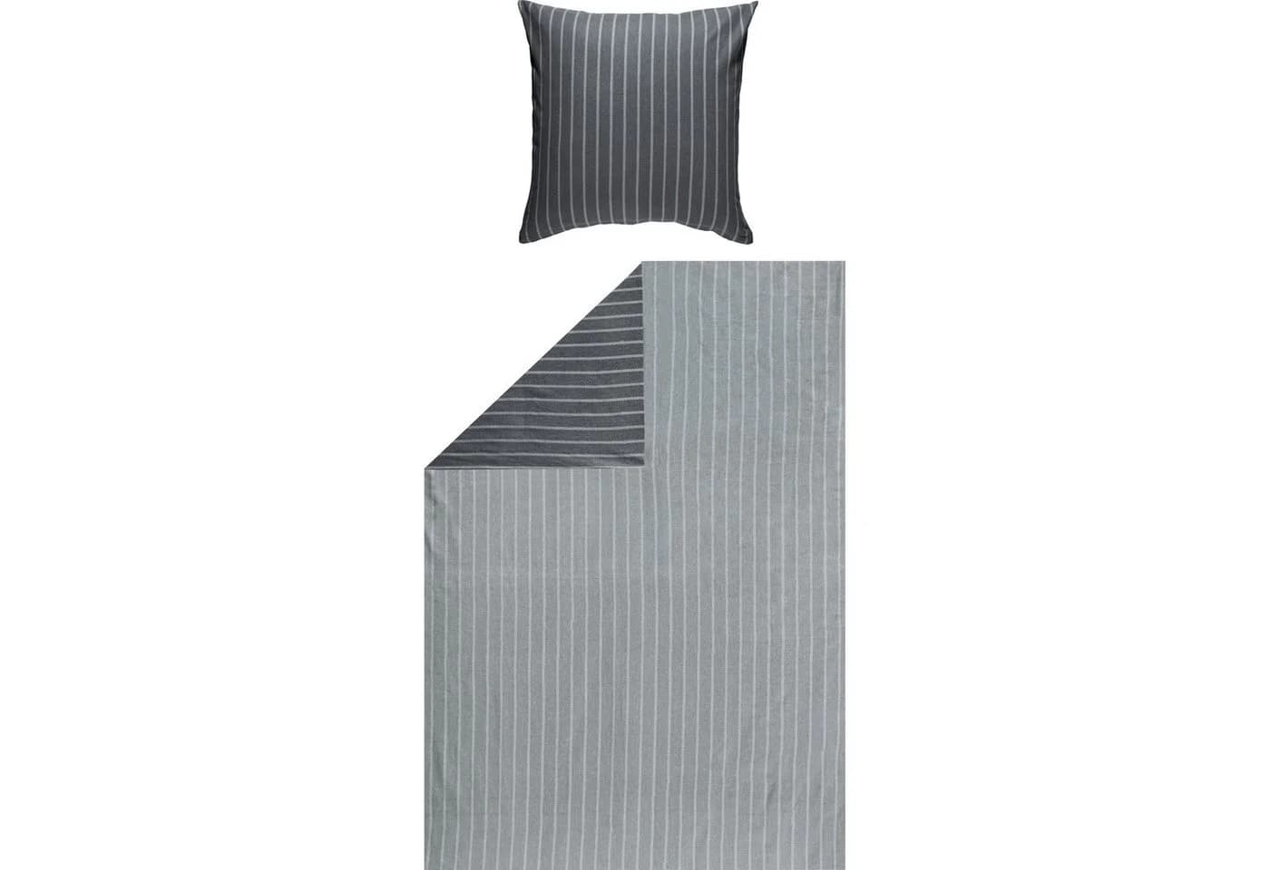 LOOKS by Wolfgang Joop Bettwäsche Mako-Satin Streifen Grau/Silber