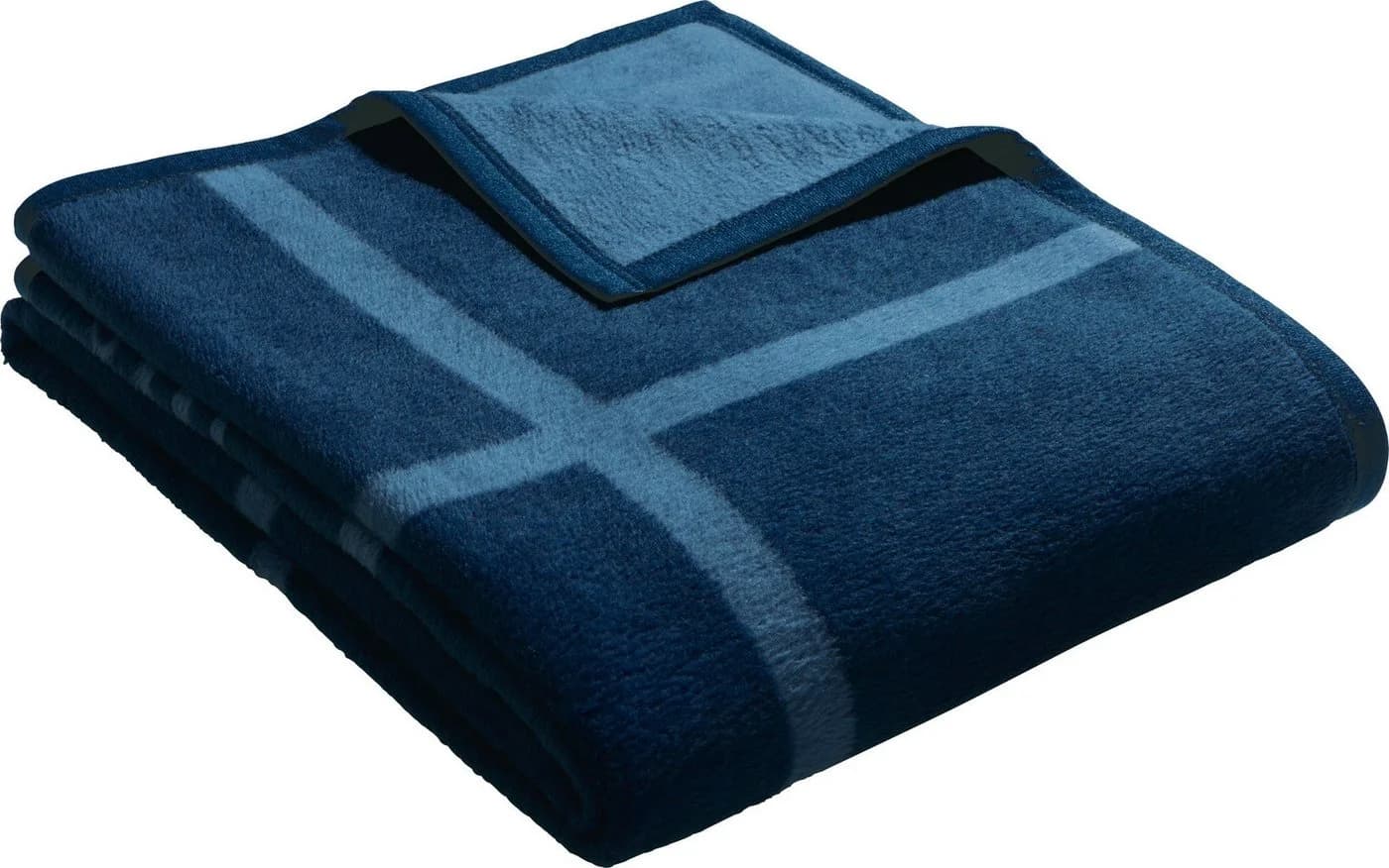 LOOKS by Wolfgang Joop Wohndecke Karo Jacquard Baumwolle Blau - Bild 2