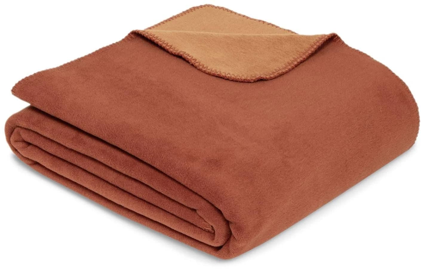 Wohndecke IBENA Doubleface Dublin Terracotta Zimt Baumwolle
