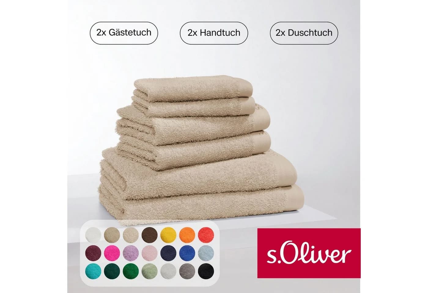 s.Oliver Handtuch-Set 6-tlg. Beige 600 g/m² Baumwolle - Bild 2