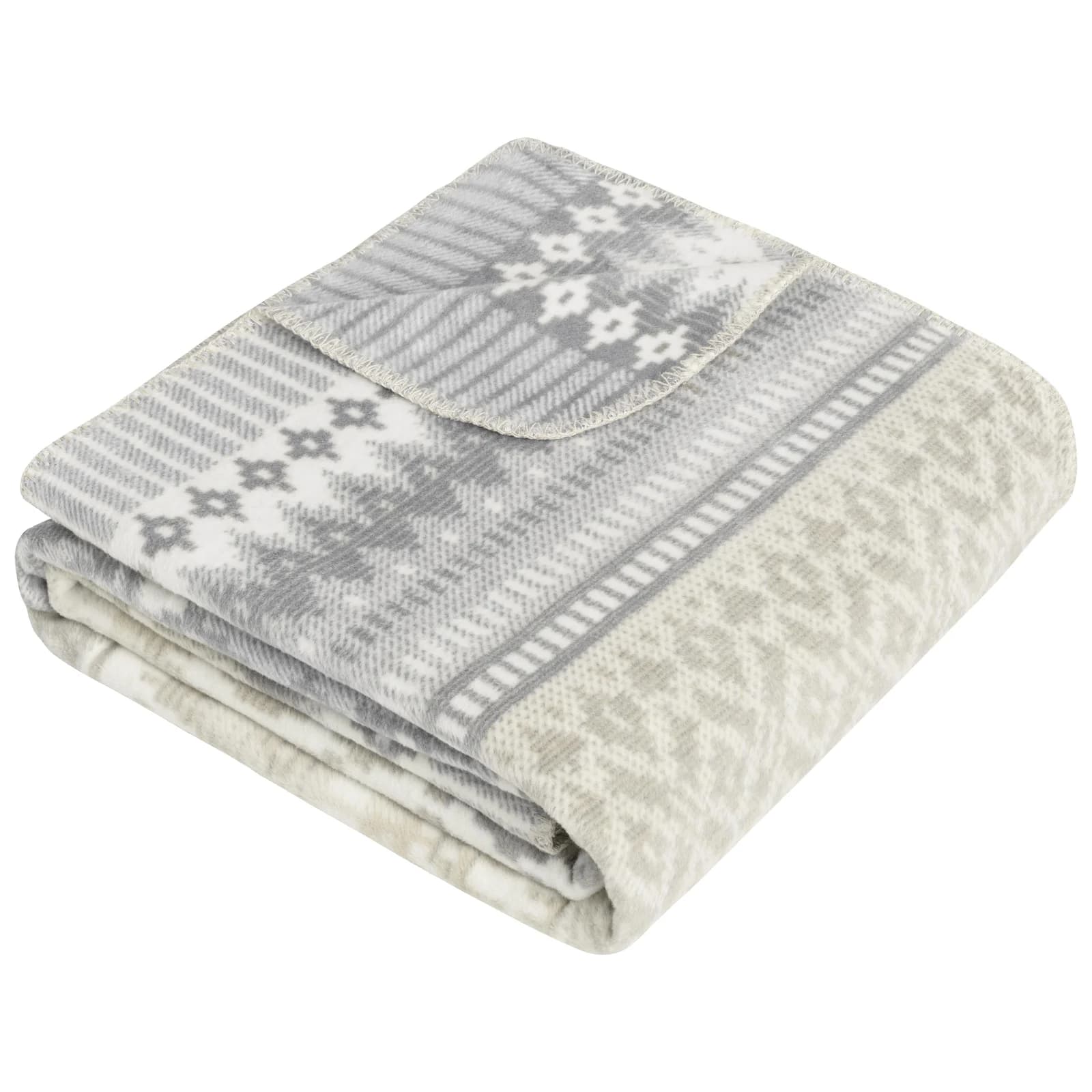 Ibena Wohndecke Arta Beige Grau Nordisches Muster