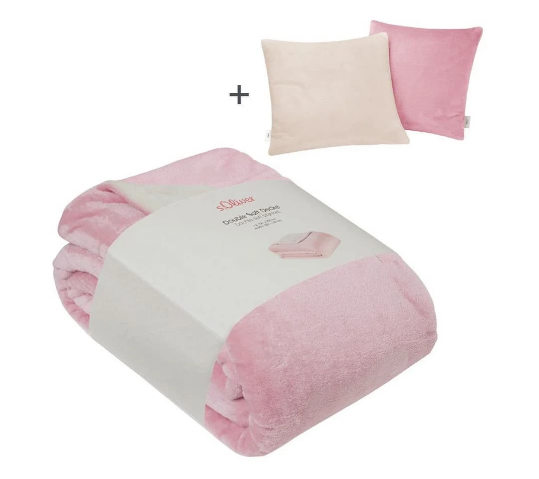 s.Oliver Wohndecke Doublesoft Rosa Beige Mikrofaserflausch - Bild 2