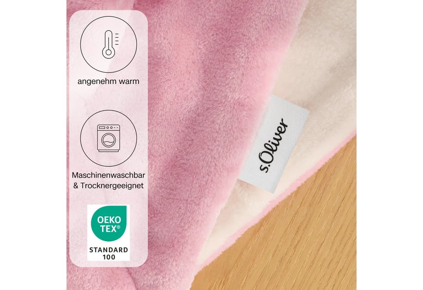 s.Oliver Wohndecke Doublesoft Rosa Beige Mikrofaserflausch - Bild 3