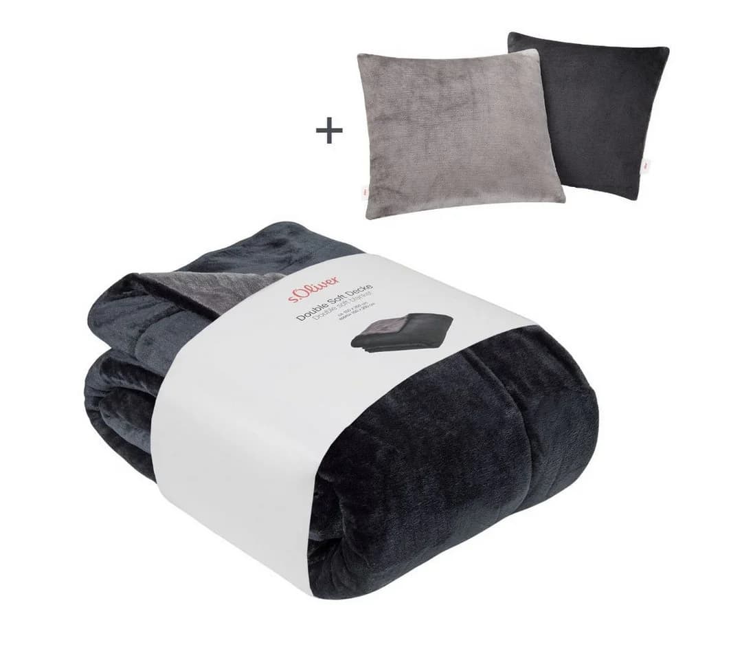 s.Oliver Wohndecke Doublesoft Kuscheldecke Grau 150x200 cm - Bild 2