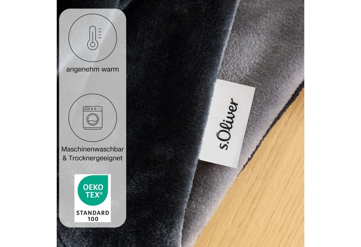 s.Oliver Wohndecke Doublesoft Kuscheldecke Grau 150x200 cm - Bild 3