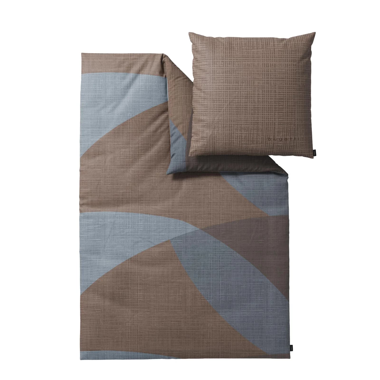 BUGATTI Satinbettwäsche Braun Grau Mako-Satin 140x200 cm