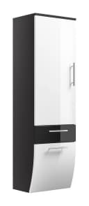 Magnolia Home Hochschrank Salona 135 cm Weiß/Grau Hochglanz Soft-Close Bild 1