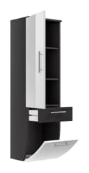Magnolia Home Hochschrank Salona 135 cm Weiß/Grau Hochglanz Soft-Close Bild 2