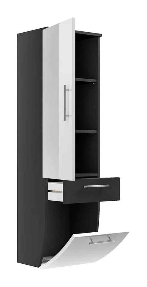 Magnolia Home Hochschrank Salona 135 cm Weiß/Grau Hochglanz Soft-Close - Bild 2