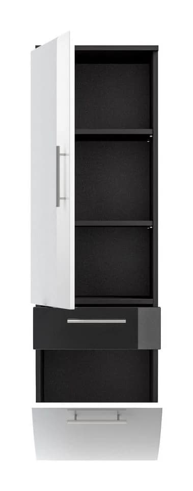 Magnolia Home Hochschrank Salona 135 cm Weiß/Grau Hochglanz Soft-Close - Bild 3