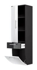 Magnolia Home Hochschrank Salona 135 cm Weiß/Grau Hochglanz Soft-Close Bild 4