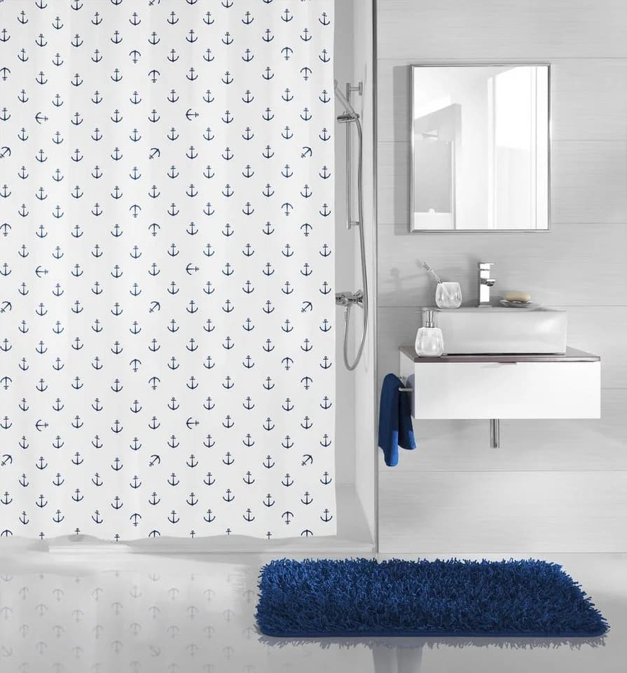 Kleine Wolke Duschvorhang Anchor Weiß Blau Polyester
