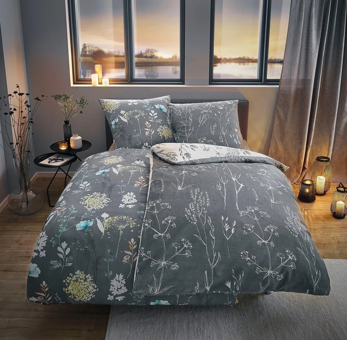 Kleine Wolke Wendebettwäsche Savannah Mako-Satin Grau 135x200 cm