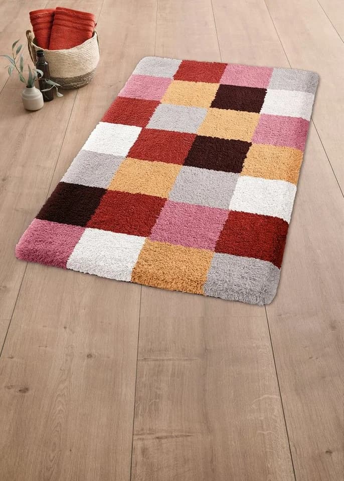 Kleine Wolke Badematte Caro Terracotta Karo-Muster