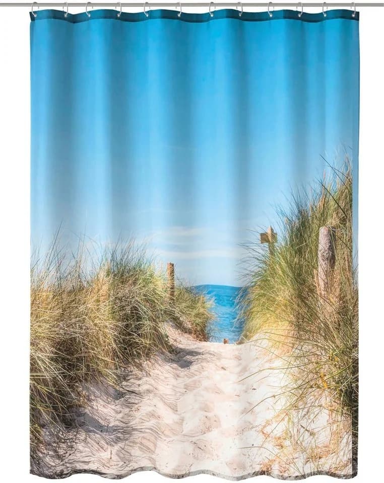 Kleine Wolke Duschvorhang Borkum Strand-Fotodruck Blau - Bild 2
