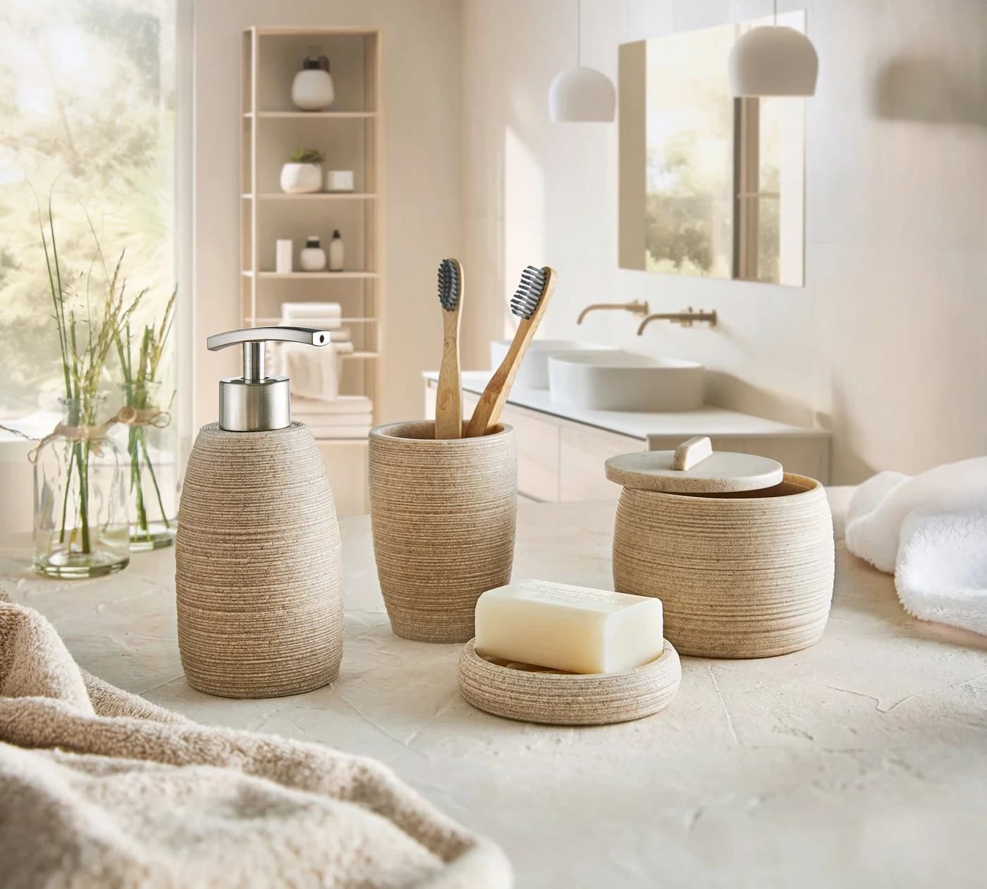 Kleine Wolke Seifenspender SAND Beige ECO Polyresin