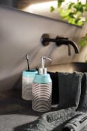 Zahnputzbecher OKAPI Blau Türkis Grün Keramik Bild 1