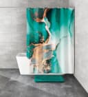Kleine Wolke Duschvorhang Teal Aquarellmotiv Polyester Bild 1