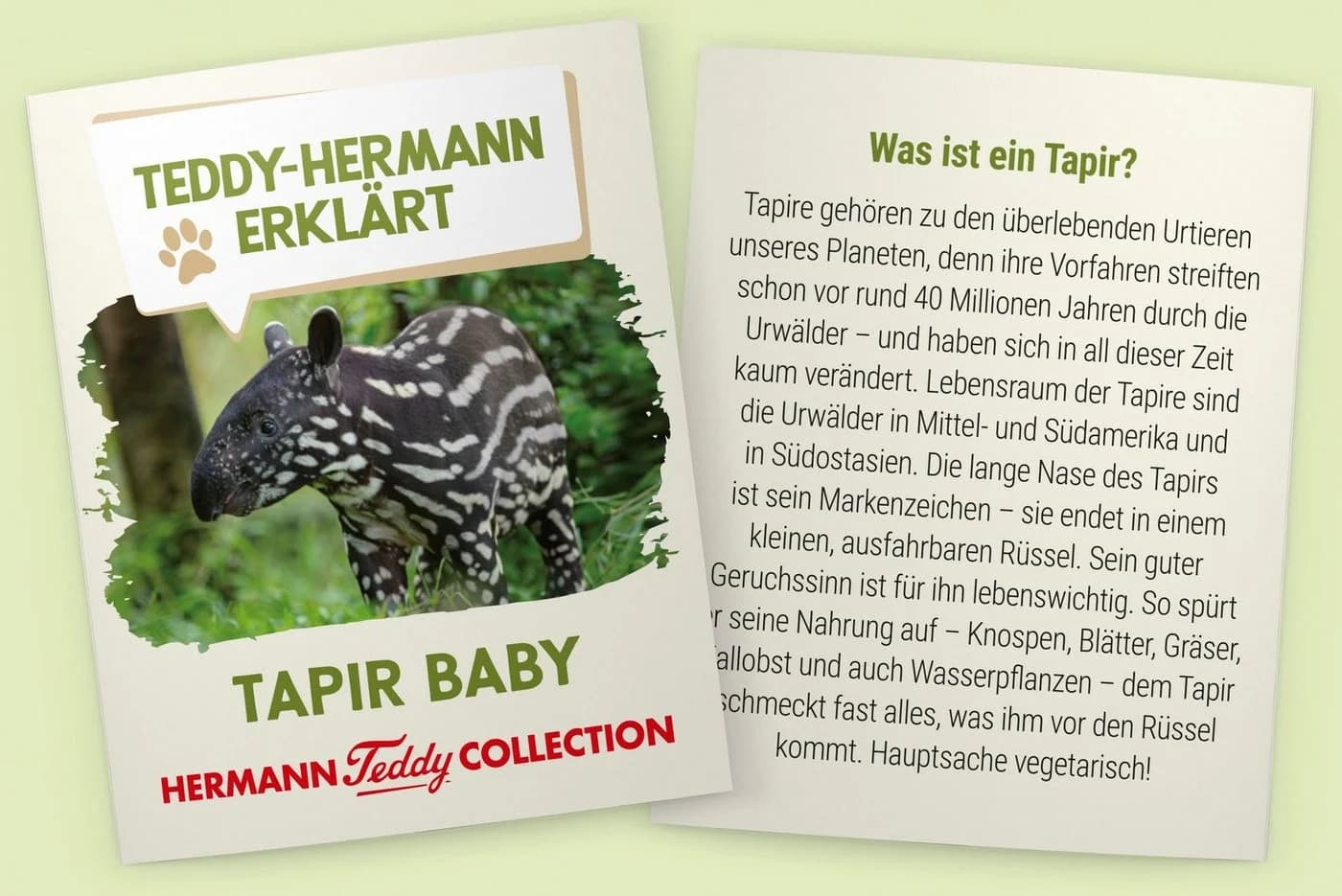 Teddy Hermann Kuscheltier Tapir Baby 24 cm Schwarz/Weiß - Bild 5