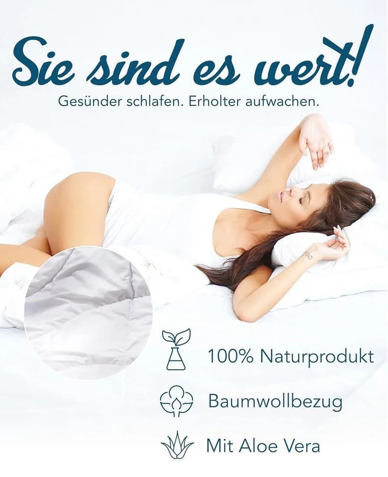 Sympathica Sommerbettdecke 100% Kamelhaar mit Aloe Vera Bezug - Bild 4