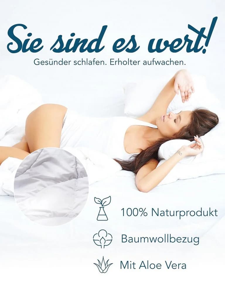 Sympathica Naturfaserbettdecke Sommerdecke 100% Wildseide Mako Satin Champagner - Bild 5