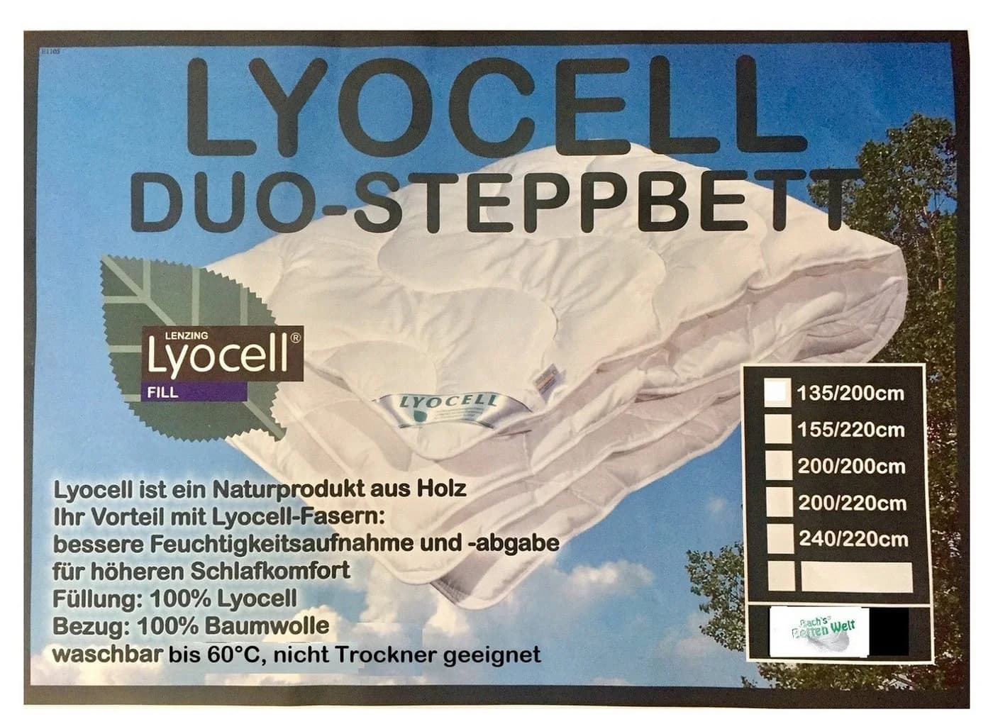 Bach's Bettenwelt Naturfaserbettdecke Lyocell Tencel Duo Decke