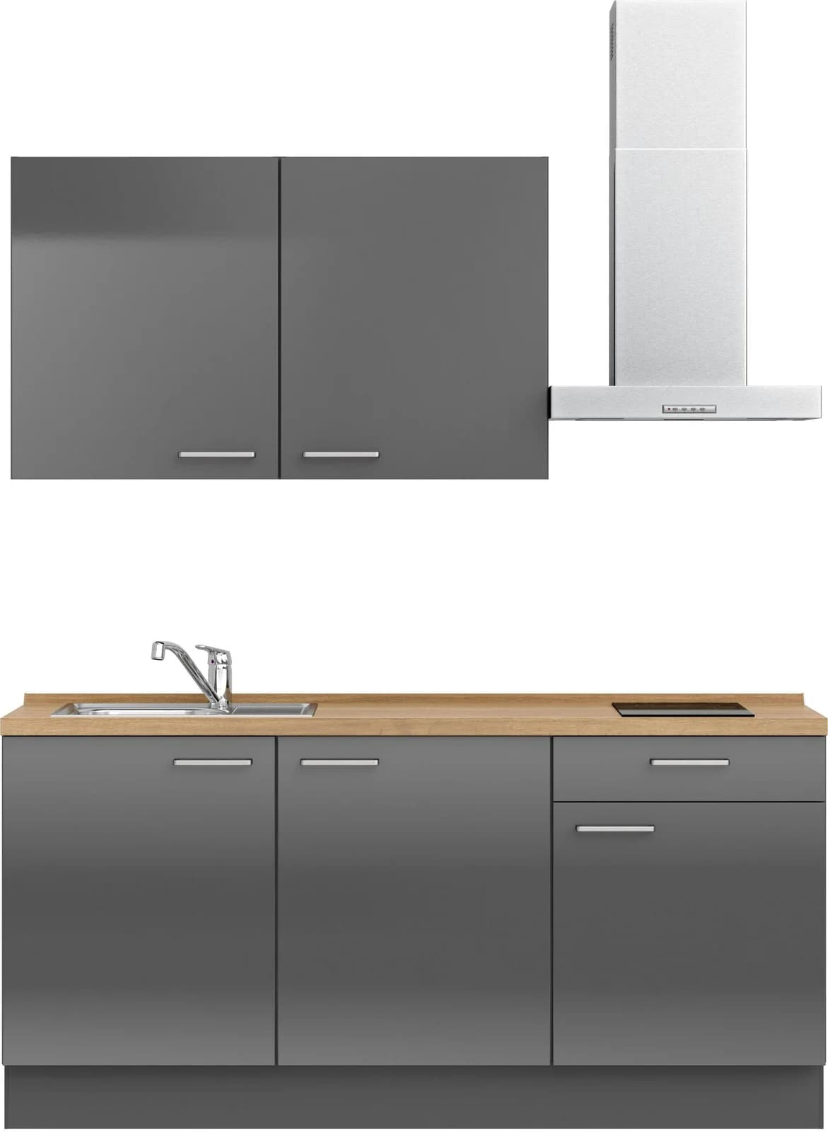 Nobilia Küchenzeile Flash I Grau Eiche Sierra Nachbildung 180 cm