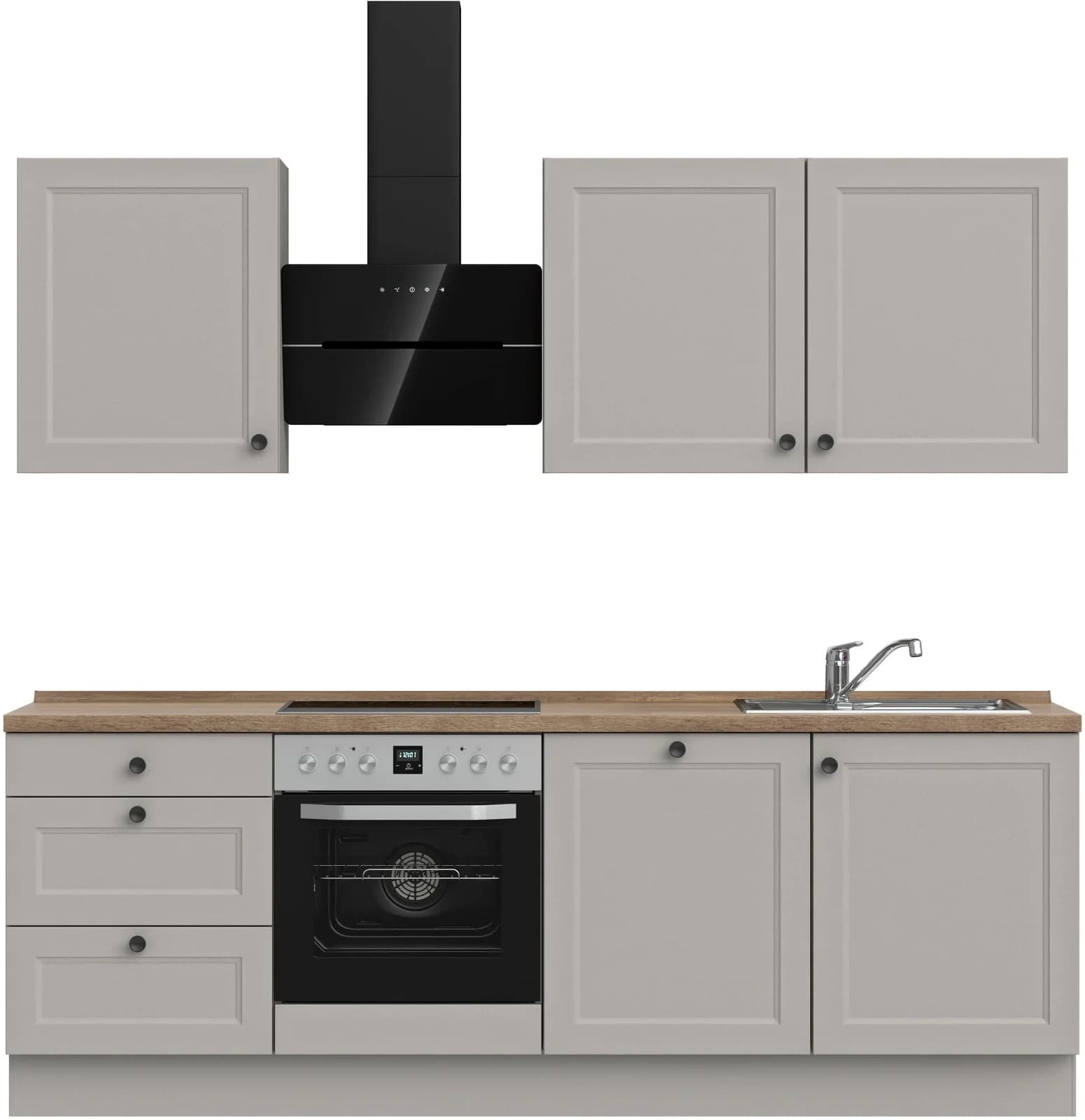 Nobilia Küchenzeile Cascada II Grau Eiche Havanna 240cm