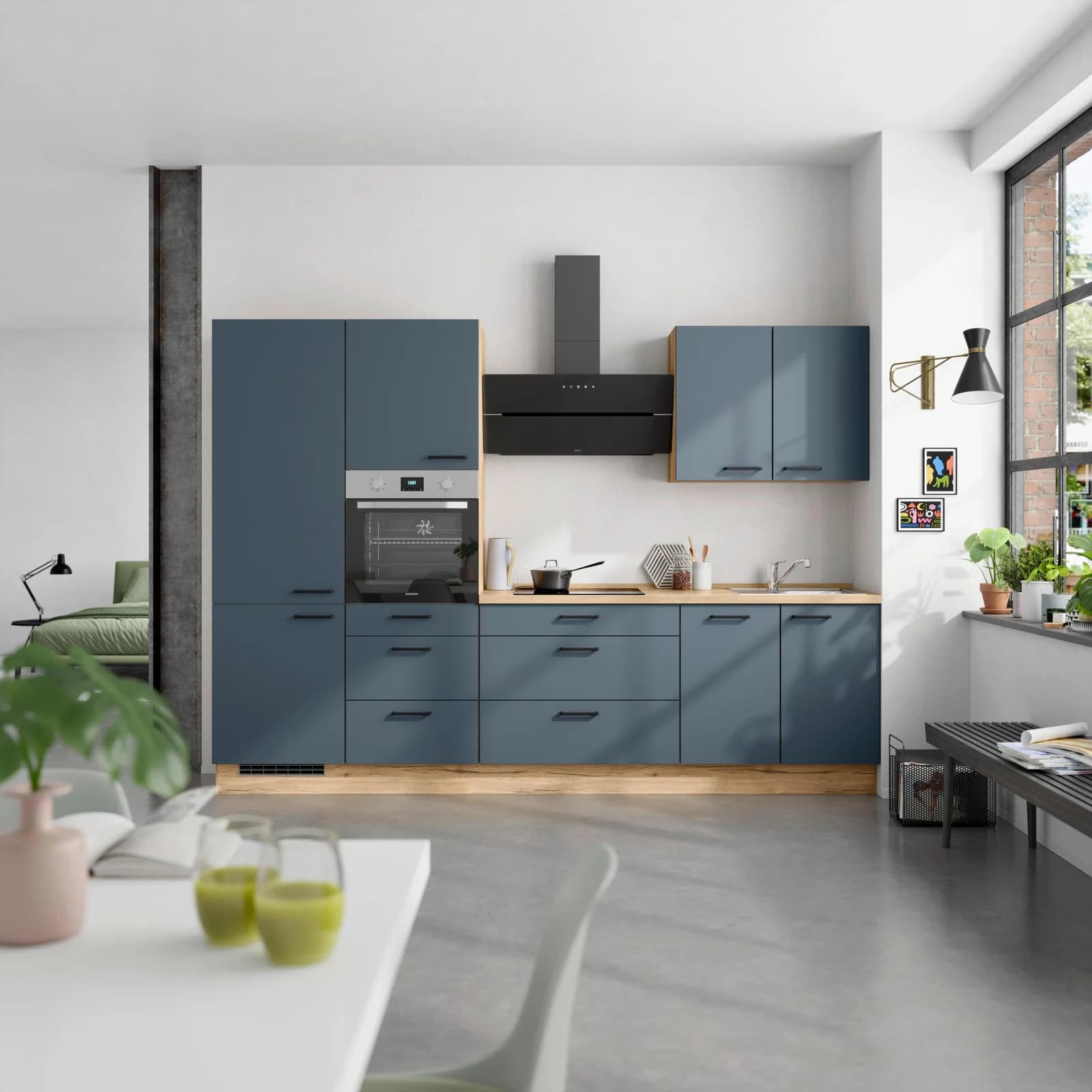 Nobilia Küchenblock Easytouch High m. Geräten Dunkelblau