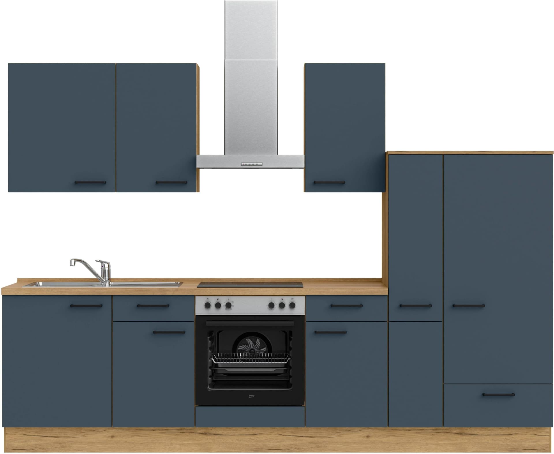 Küchenzeile NOBILIA Easytouch I Blau Eiche Sierra Nachbildung 300 cm