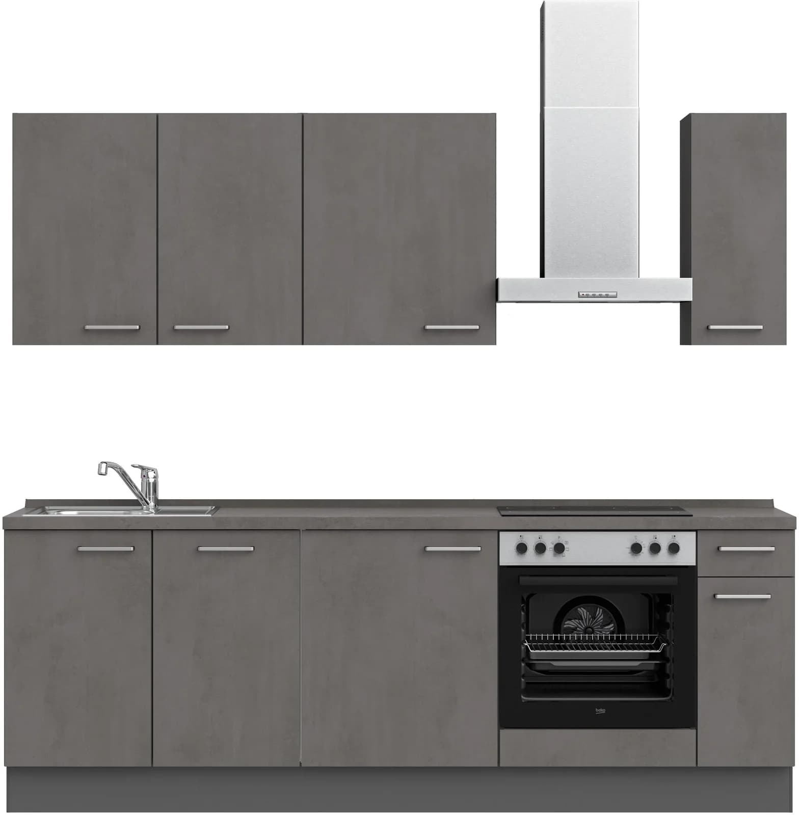 Küchenzeile NOBILIA Riva I Grau Modern mit Soft-Close