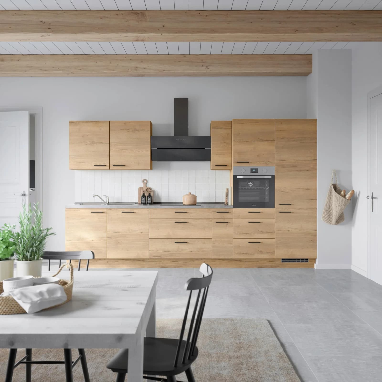 Küchenzeile NOBILIA Structura II Braun mit Beton-Schiefergrau Arbeitsplatte