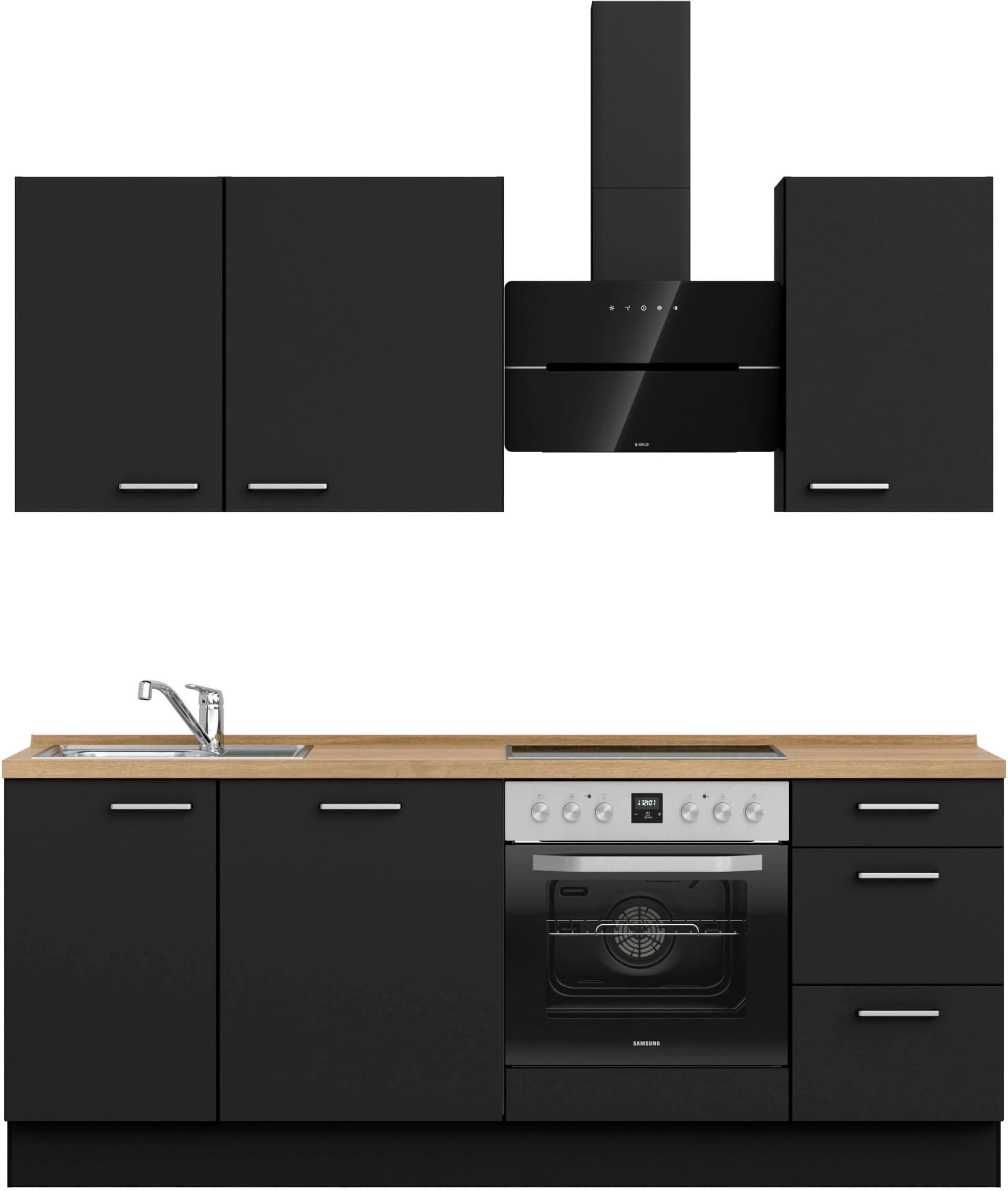 Nobilia Küchenleerblock Touch Schwarz Eiche 3 Schubladen 210 cm - Bild 3