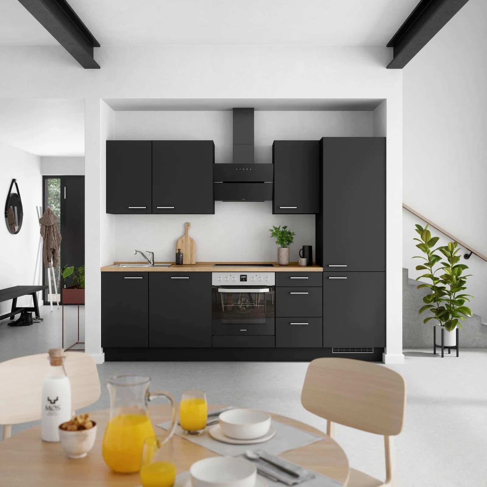nobilia® Küchenzeile "Touch II" 270 cm Schwarz