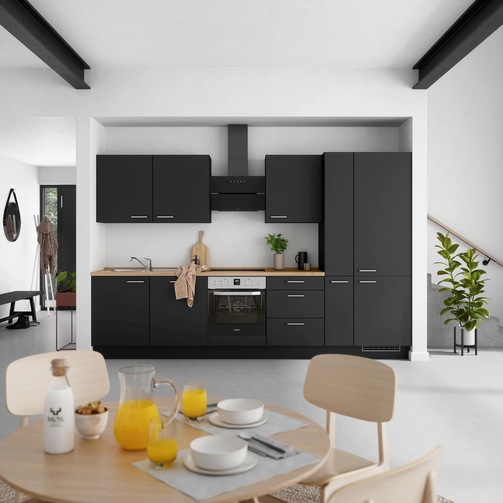 Nobilia Küchenzeile Touch II Schwarz Eiche Sierra Nachbildung