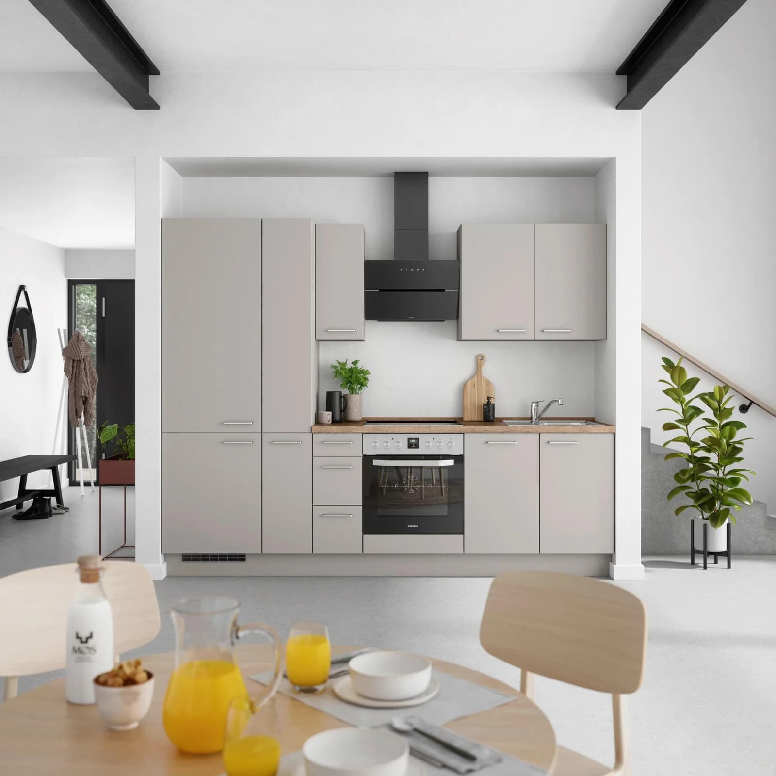 Nobilia Küchenblock Touch High Grau/Braun mit Geräten