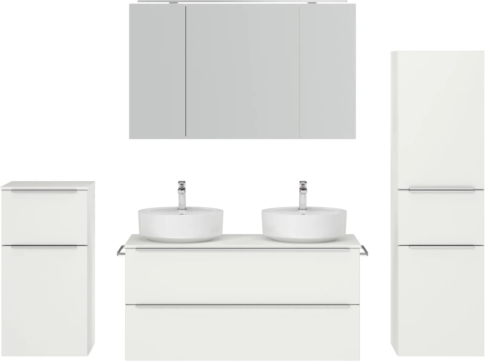 Badmöbel-Set NOBILIA Alvene Weiß Spiegelschrank Beleuchtung