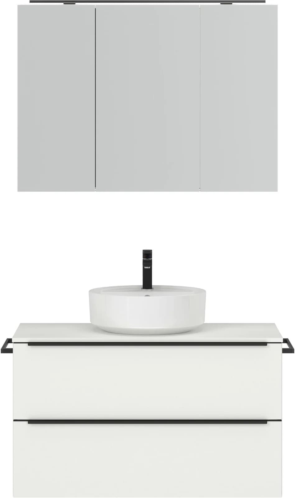 Badmöbel-Set NOBILIA Alvene Weiß Spiegelschrank Beleuchtung