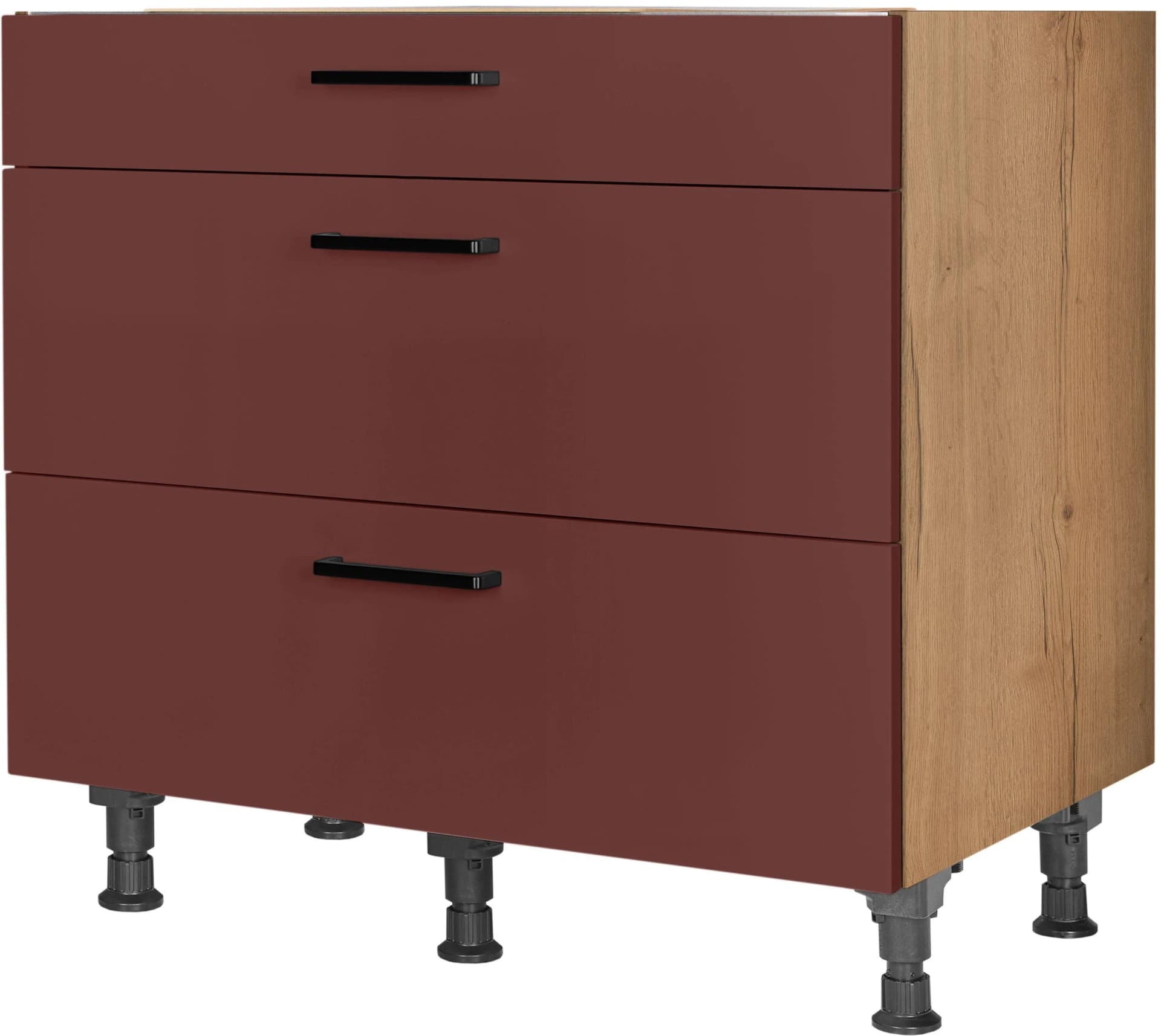 NOBILIA Easytouch Kochfeldumbauschrank 90cm Rot Eiche