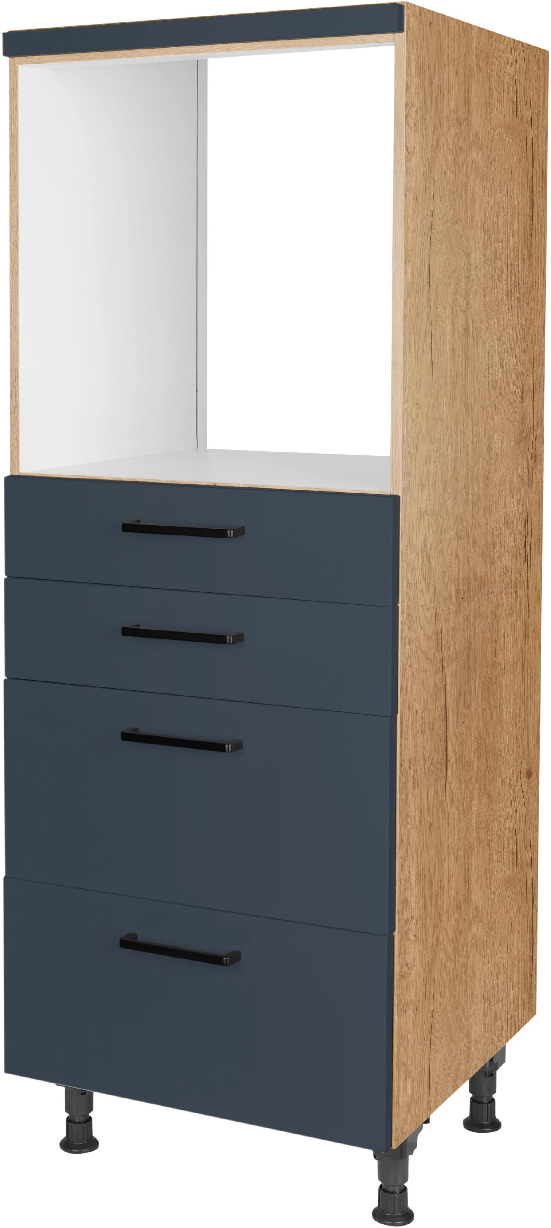 Nobilia Herdumbauschrank Easytouch Blau Bügelgriff