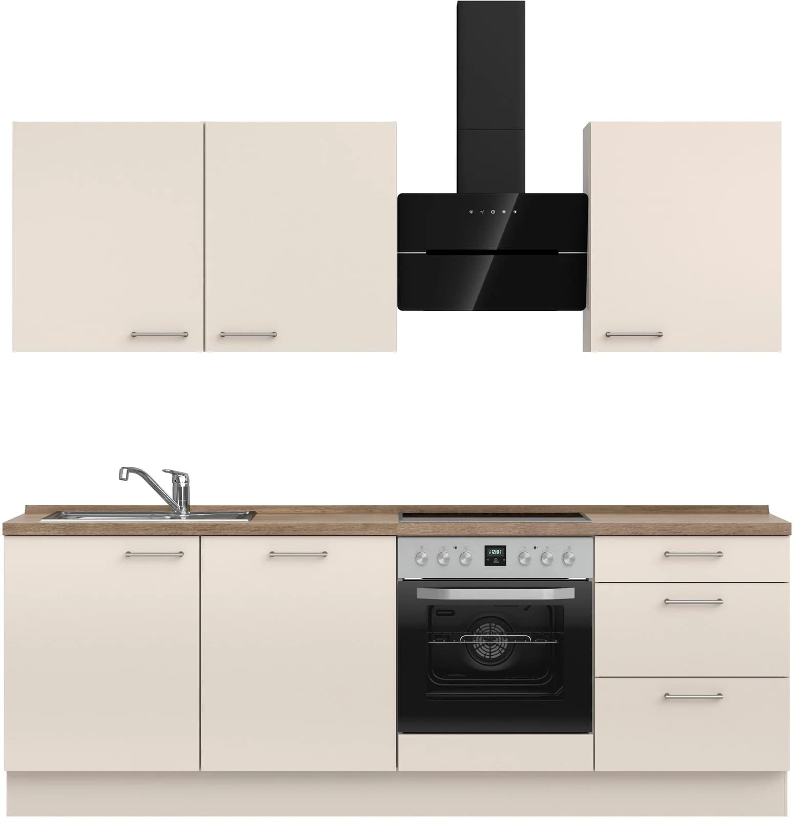 NOBILIA Küchenzeile Laser II Beige Braun Vormontiert