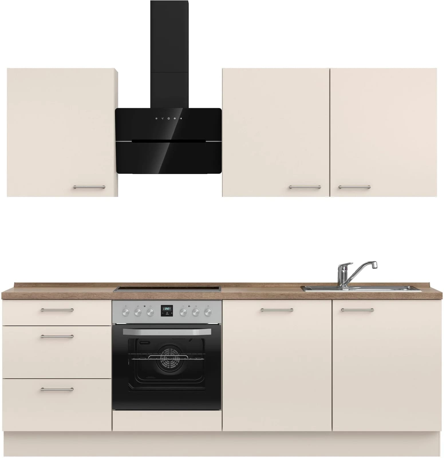 NOBILIA Laser II Küchenzeile 240 cm Beige Braun Vormontiert