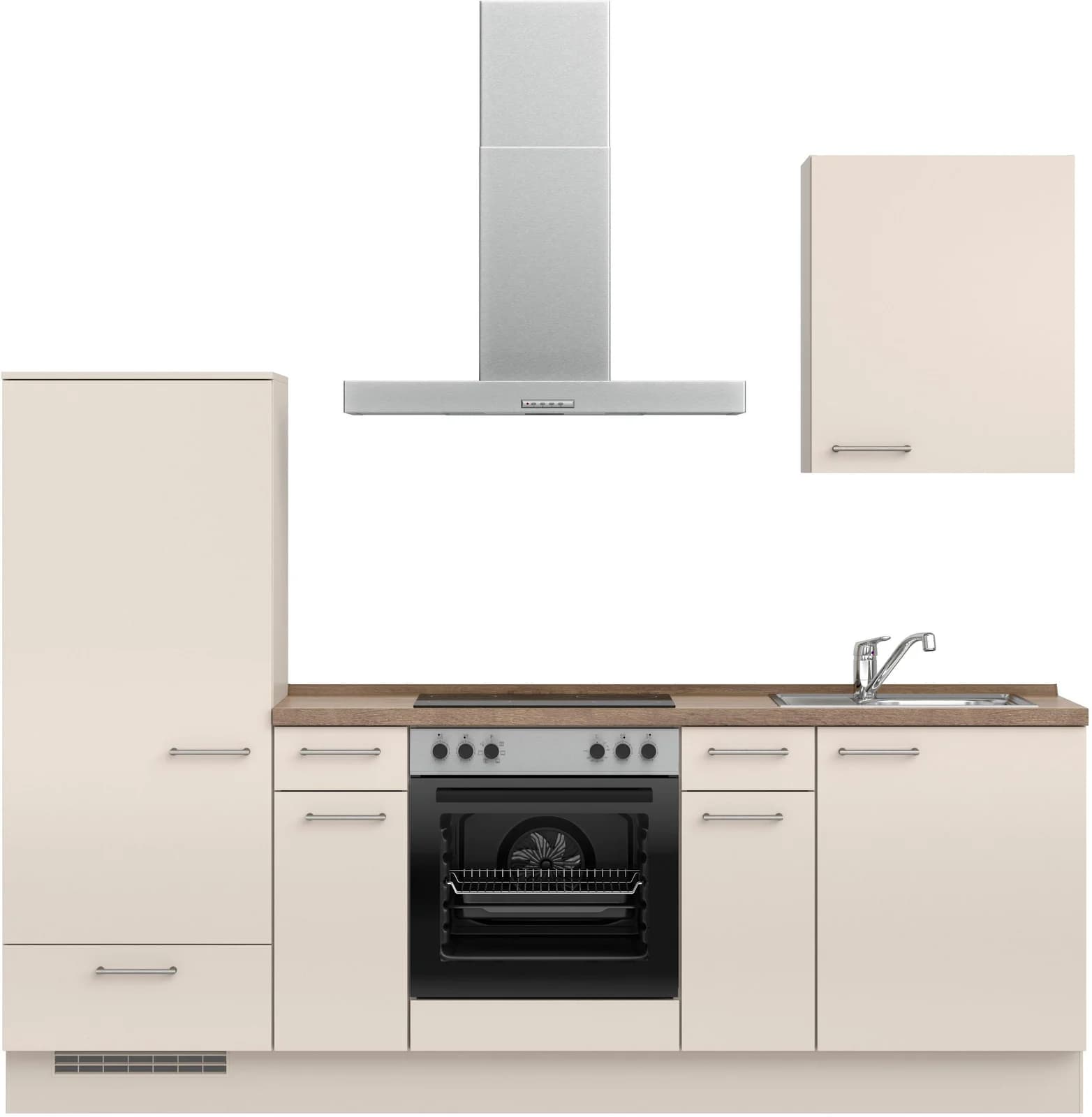 Nobilia Küchenzeile Laser I 240 cm Beige Eiche Havanna Nachbildung