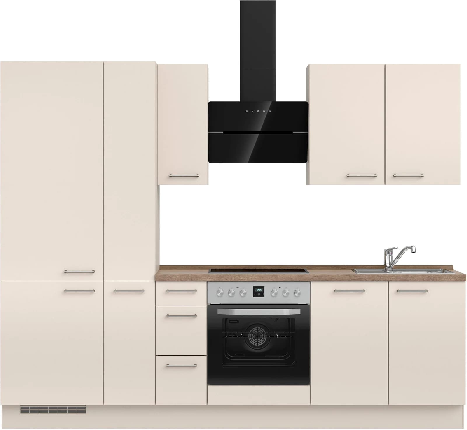 NOBILIA Küchenzeile Laser II Beige mit E-Geräte-Set Premium