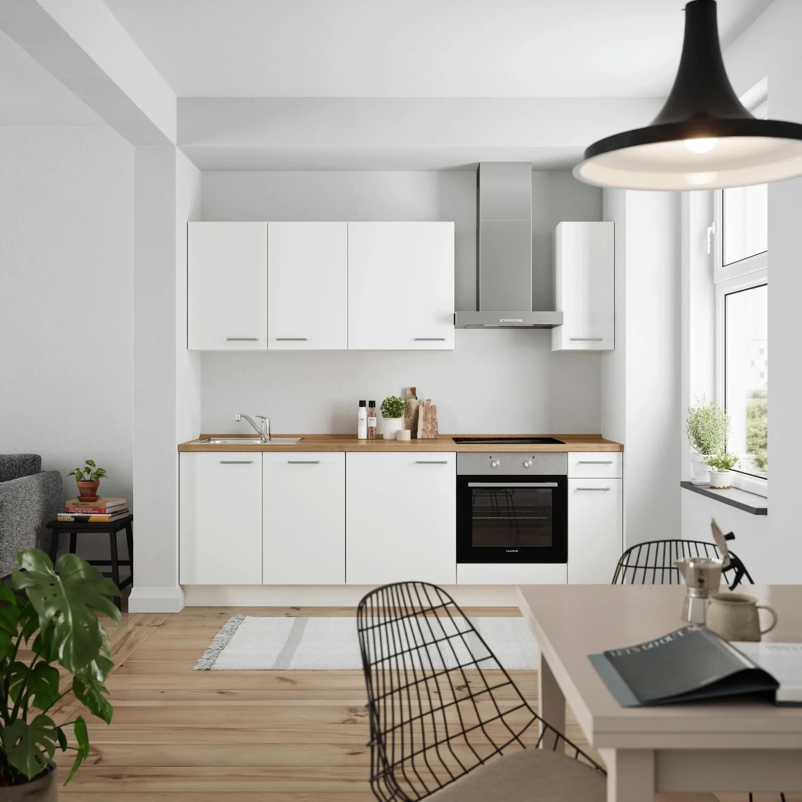 Nobilia Küchenblock Touch Low m. Geräten Weiß