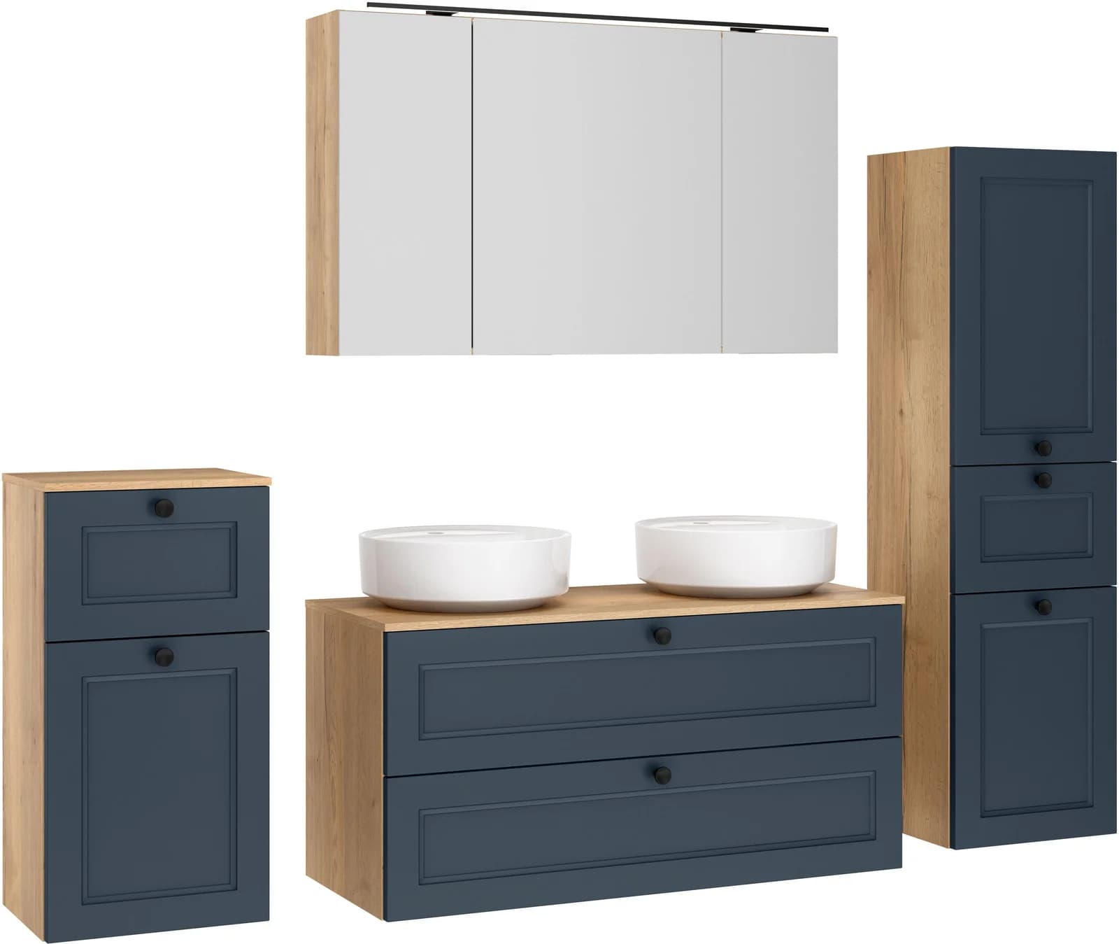 NOBILIA Cascada Badmöbel-Set Blau mit Soft-Close und LED