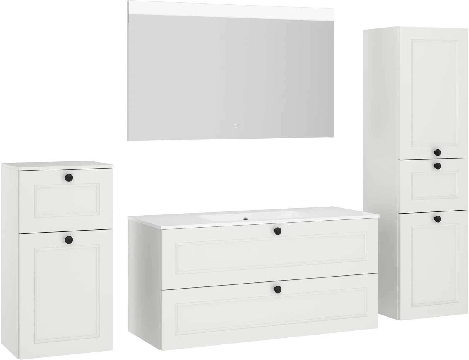 NOBILIA Badmöbel-Set Cascada Weiß mit Soft-Close & LED