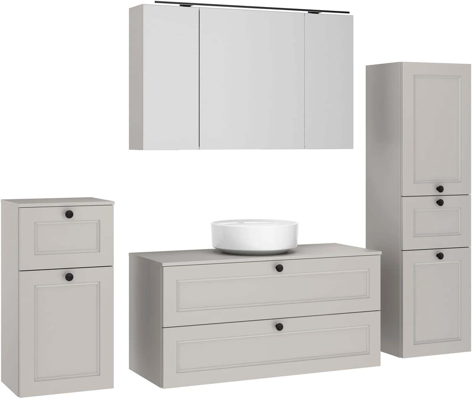 NOBILIA Badmöbel-Set Cascada Steingrau mit Soft-Close & LED