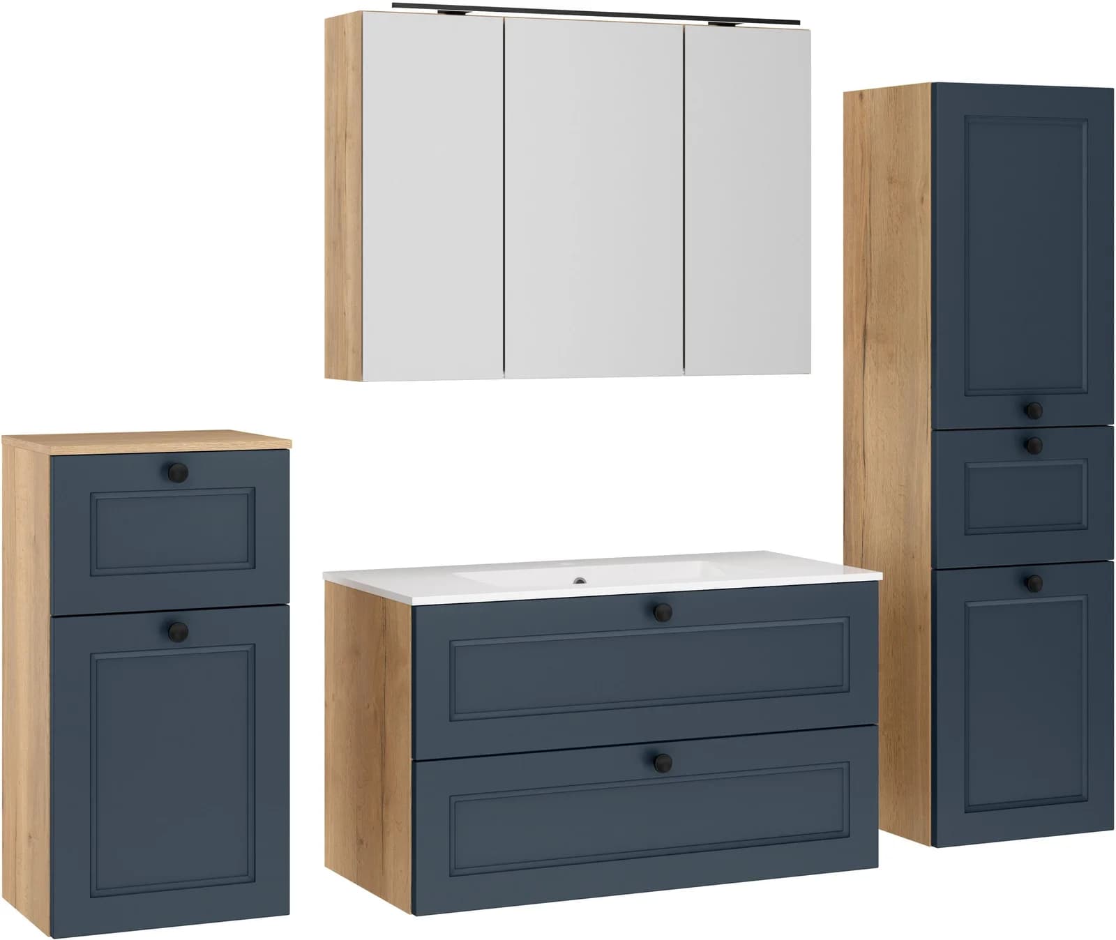 NOBILIA Badmöbel-Set Cascada Blau mit Soft-Close und LED